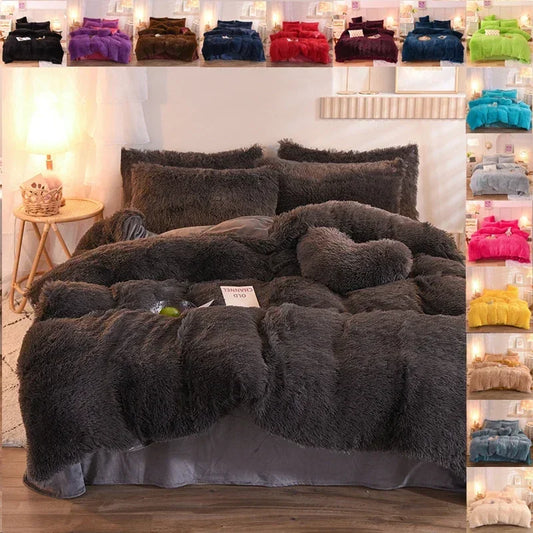 Juego de funda nórdica de felpa de lujo de 3/4 piezas: ropa de cama acogedora y suave, perfecta para el confort del dormitorio, ideal para habitaciones de invitados y dormitorio Aesth