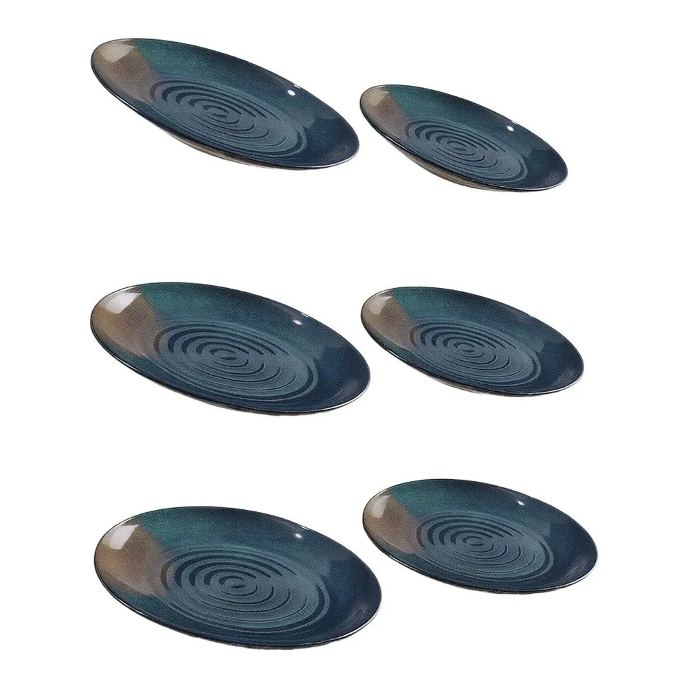 Juego de 6 Platos de Melamina Negros, Platos Planos con Ondas Concéntricas para Servir Platos Fríos, Filetes, para Restaurante, Hogar, Vajilla