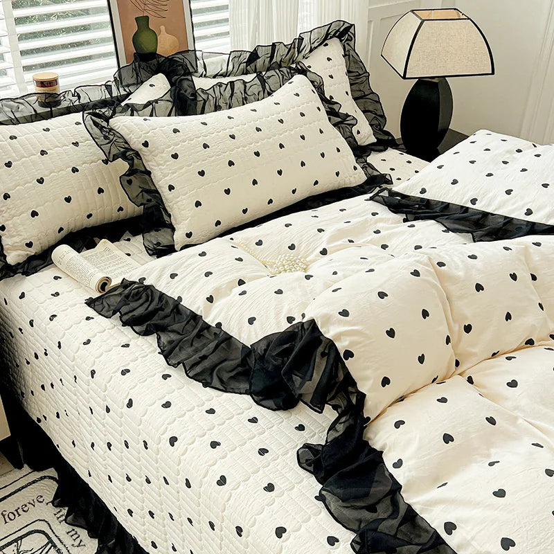 Funda nórdica estampada, funda de edredón de encaje, ropa de cama para habitación de mujeres/niñas, fundas de manta para el hogar, funda nórdica (funda de almohada necesita pedido)