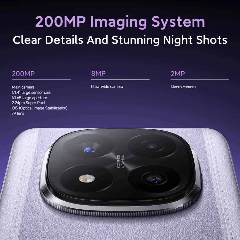 Versión global Redmi Note 14 Pro+ 5G Smartphone Snapdragon 7s Gen 3 200MP Cámara trasera IP68