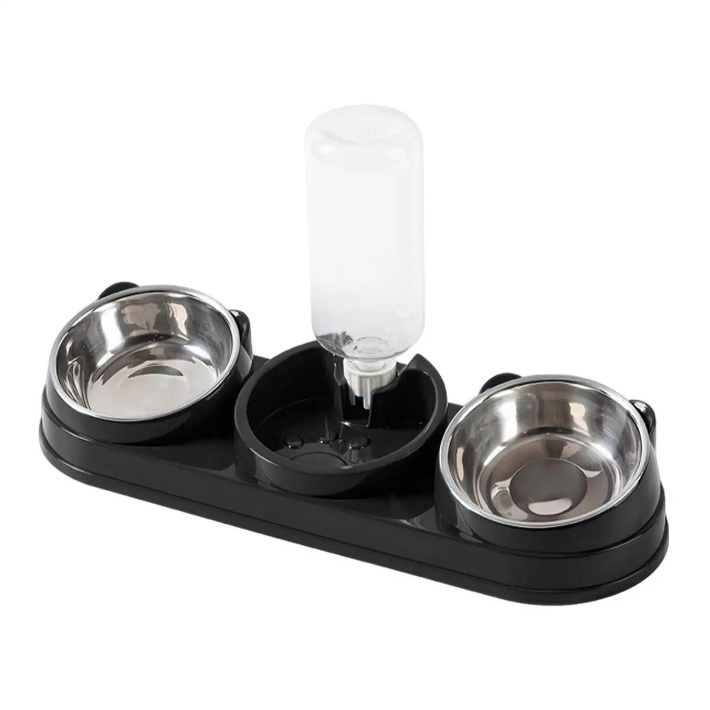 Cuenco triple para gatos, cuenco para comida y agua para mascotas, inclinado a 15 ° , 3 en 1, para húmedo y