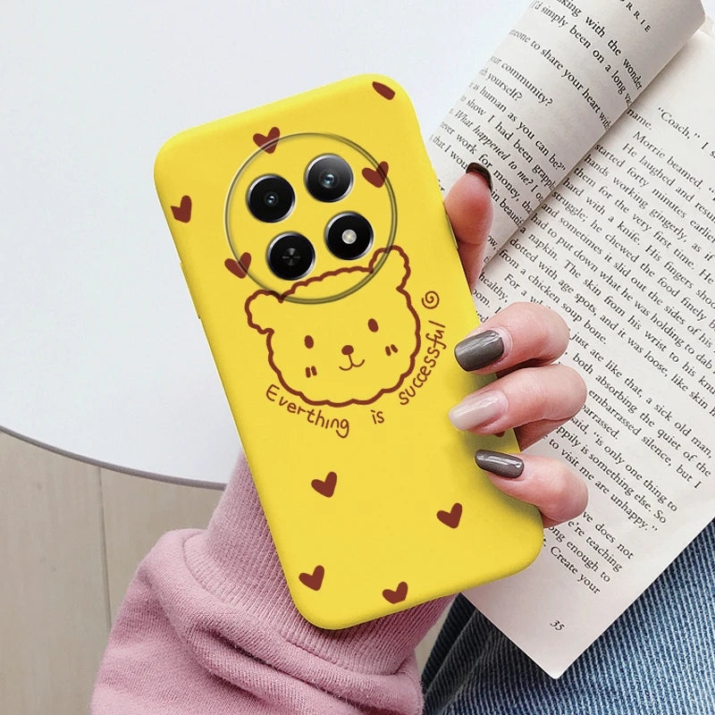 Funda para Realme 12 4G 12 + 13 + Plus 13 Pro + Plus 5G bonita funda trasera con forma de corazón y flor de silicona suave mate Fundas protectoras de dibujos animados
