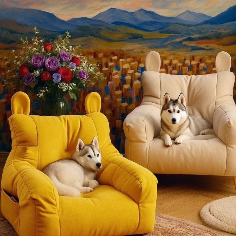 Sofá cama para gatos con diseño de dibujos animados, cama para mascotas lavable desmontable para gatos de interior, soporte de hasta 2,72 KG, regalos acogedores para muebles para mascotas