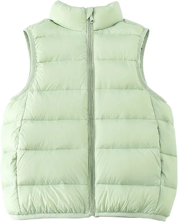 Top de invierno para niños y niñas, ropa ligera y delgada con hombros descubiertos y cuello levantado, chaqueta cálida de Color sólido
