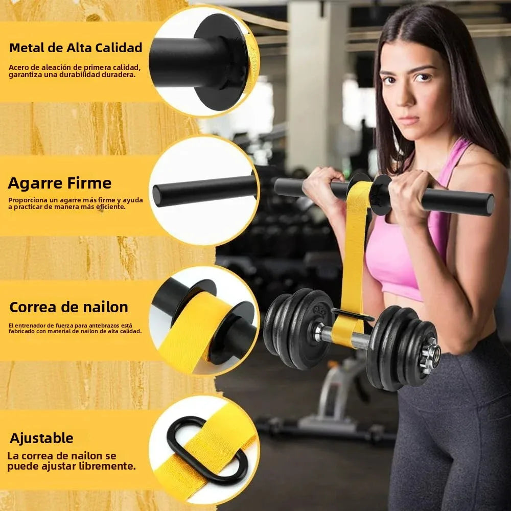 Rodillo de Muñeca Ajustable para Entrenamiento de Fuerza del Antebrazo con Correa de Agarre Antideslizante Engrosada, Equipo de Fitness para Entrenamiento en Casa de la Parte Superior del Cuerpo