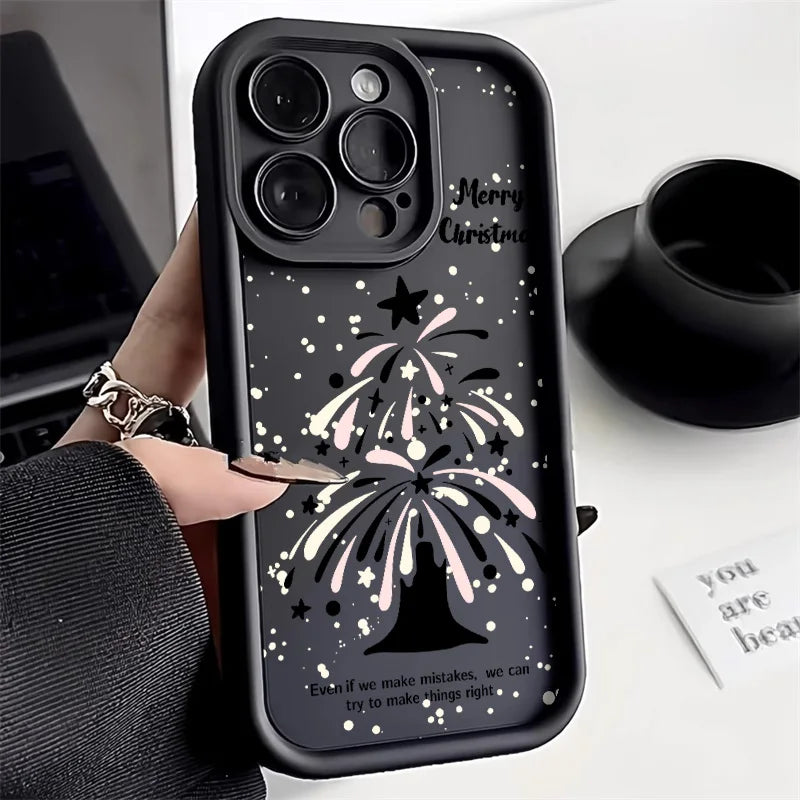 Regalos de Año Nuevo árbol de Navidad gato funda de teléfono para iPhone 13 funda iPhone 15 14 12 11 16 Pro Max XR 7 8 Plus SE 2 cubierta a prueba de golpes