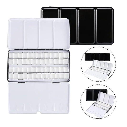 Caja de paleta de estaño de acuarela de Metal vacía con 14/26/52 Uds. Medias sartenes de acuarela vacías desmontables para paleta de acuarelas de viaje DIY