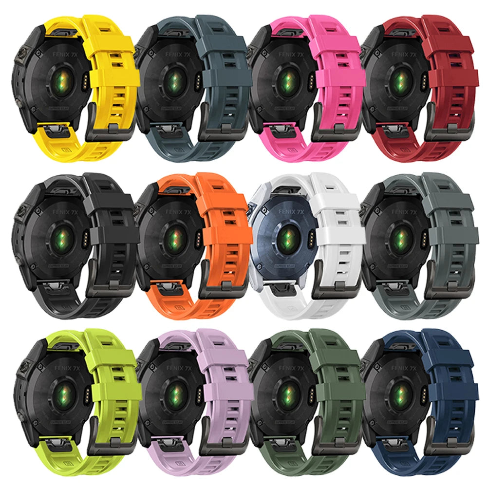 Correa deportiva de silicona QuickFit de 26 y 22mm para Garmin Fenix 7 7X PRO 6 6X GPS 5 5X Plus 3 HR Epix Pro instinto 2X