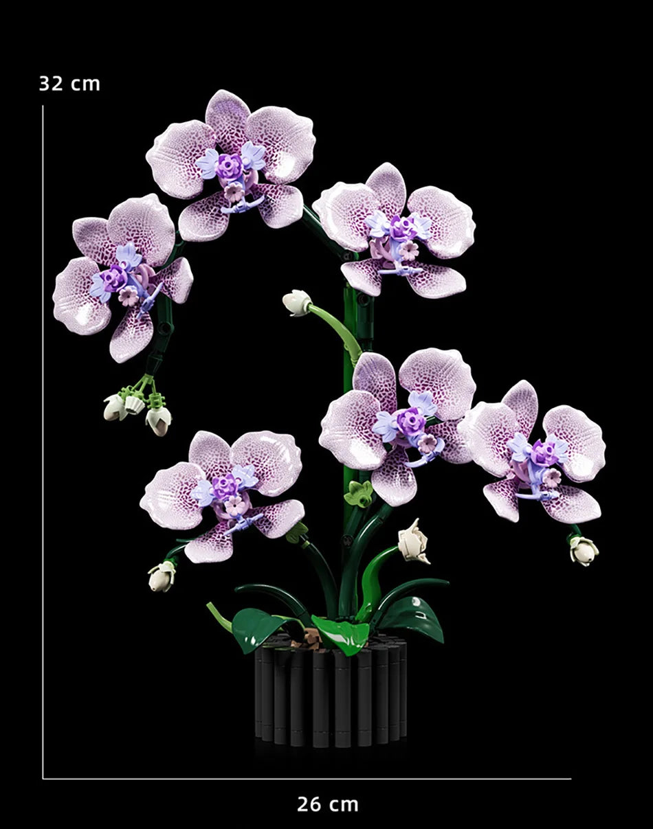 Orquídea creativa Cymbidium flores eternas planta en maceta bloques de construcción simulación Phalaenopsis DIY ladrillos juguetes regalo de San Valentín
