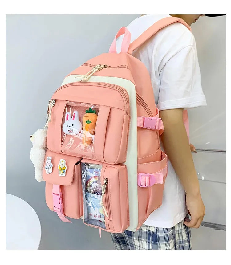 Mochila escolar Kawaii para niños y niñas, conjunto de 4 piezas, mochilas escolares para adolescentes y niñas