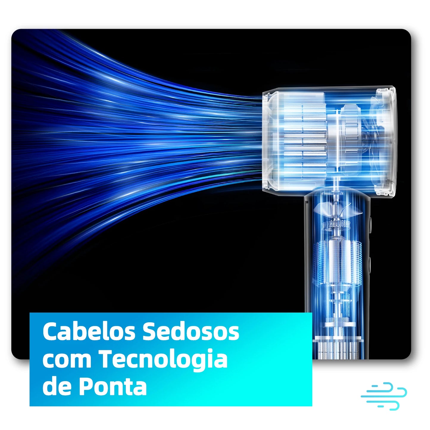 Secador de Pelo GOKOCO de Alta Velocidad 110000 RPM con Iones Negativos, 300 Milhoes, Secado Rápido, Bajo Ruido y Control de Temperatura