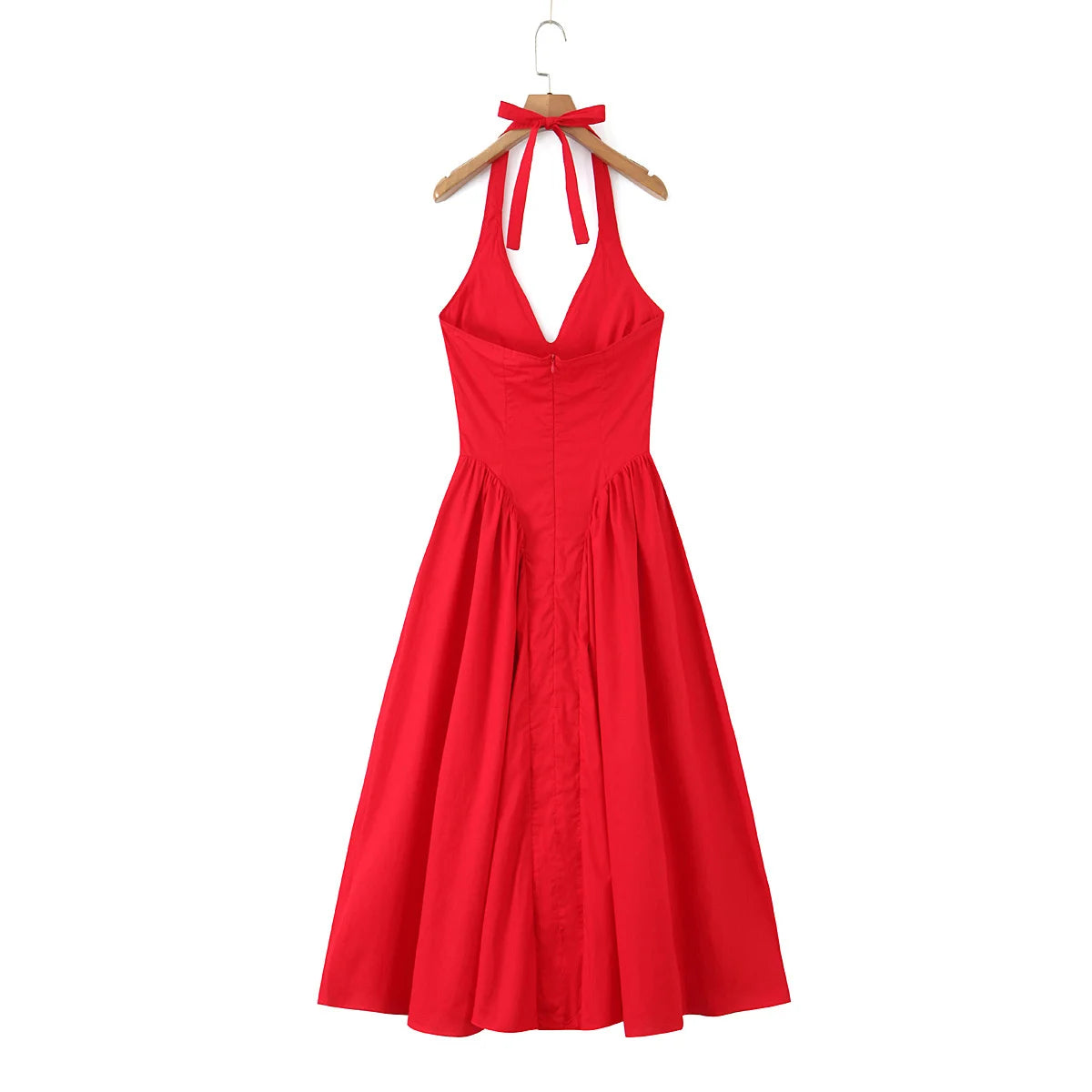 YENKYE-vestido Sexy con espalda descubierta para mujer, vestido verde elegante con cuello Halter, cintura baja, corte en A, Midi, vestidos de fiesta de noche de verano, bata de algodón