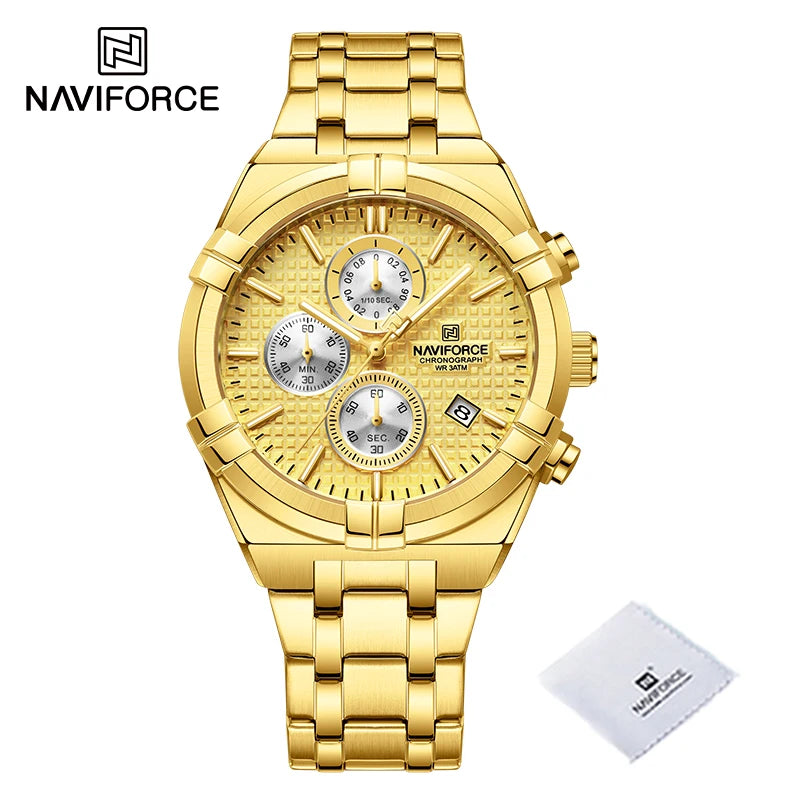 NAVIFORCE relojes originales para hombre, cronógrafo deportivo de cuarzo a la moda, reloj de pulsera para hombre Simple salvaje resistente al agua con pantalla