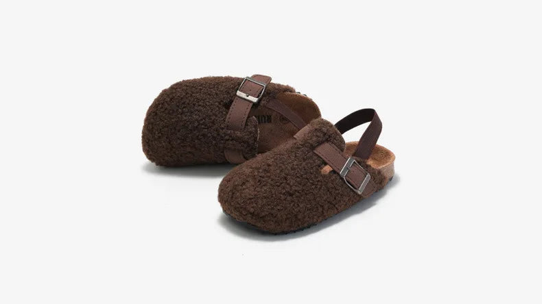 Sandalias de corcho para niños y niñas, zapatos de exterior de sandalias cálidas, calzado para preandador, otoño e invierno, novedad