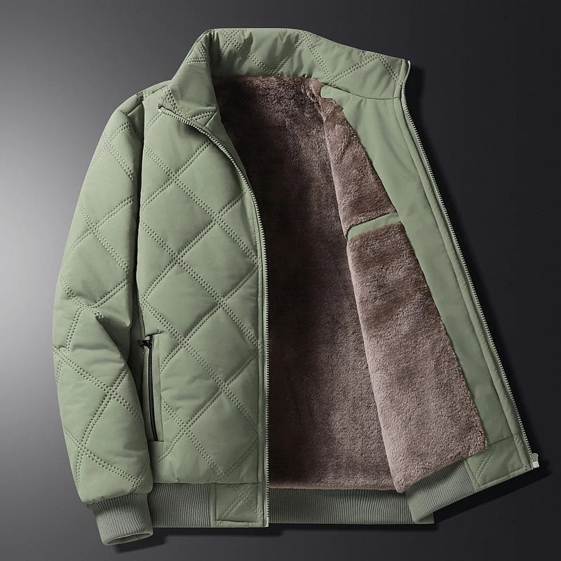 Parkas de terciopelo para hombre de otoño e invierno, Chaqueta de algodón con cuello de béisbol grueso para hombre de negocios, chaqueta informal holgada de gran tamaño para hombre