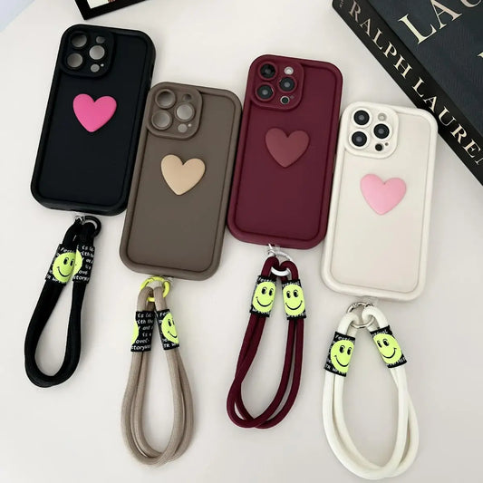 Para Honor 200 Pro funda de teléfono Honor 200 Honor 200 lite amor corazón con sonrisa correa de mano Protector de cámara lente contraportada
