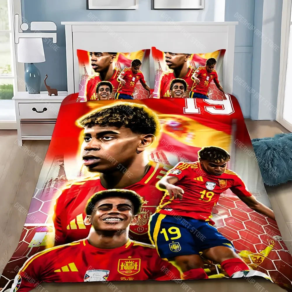 Funda nórdica de estrellas de fútbol, funda de almohada, juego de cama para adultos, niños y niñas, decoración de dormitorio Y-Yamal, regalo para niños, tamaño individual y doble
