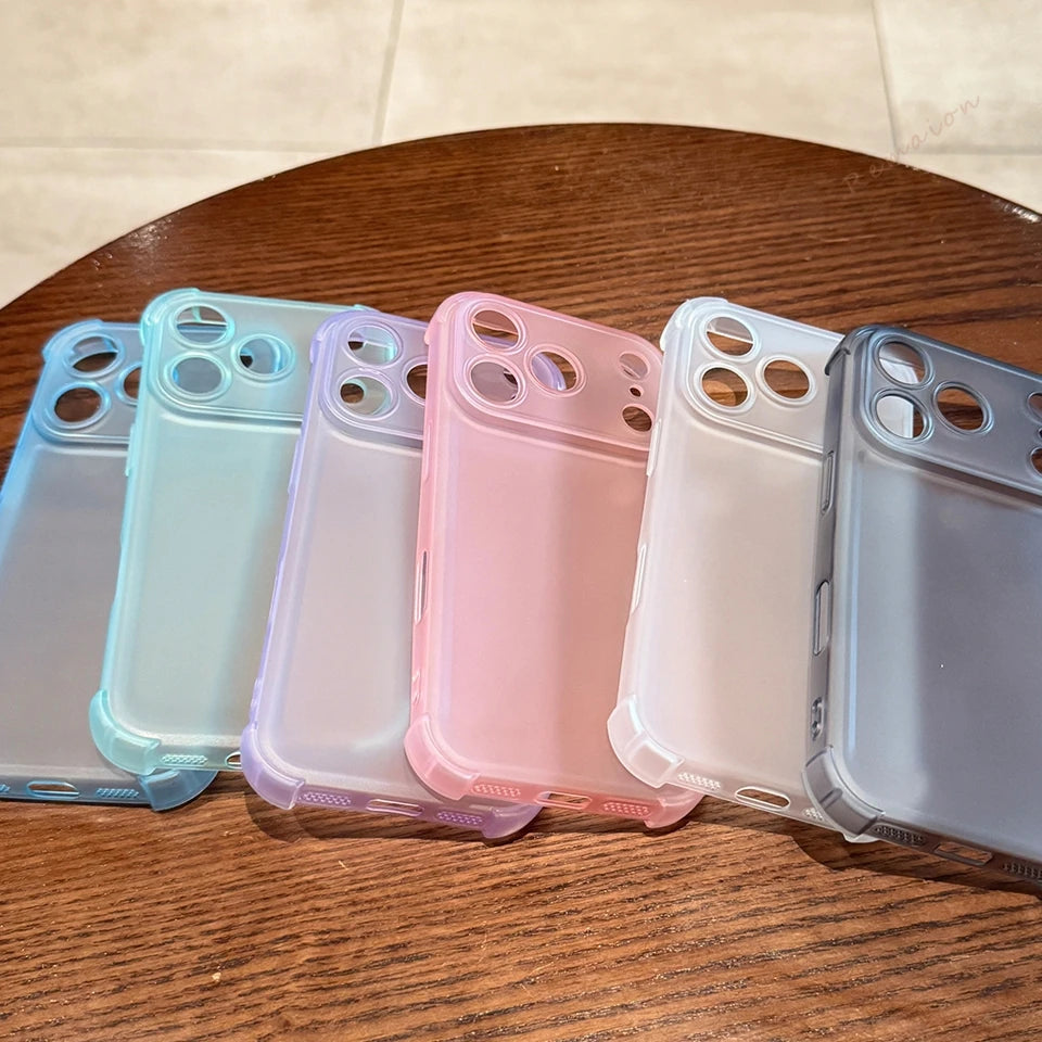Bonita funda de teléfono transparente mate para iPhone 17 Air 16E 14 15 16 11 12 13 Pro Max Plus X XS MAX XR, funda protectora a prueba de golpes