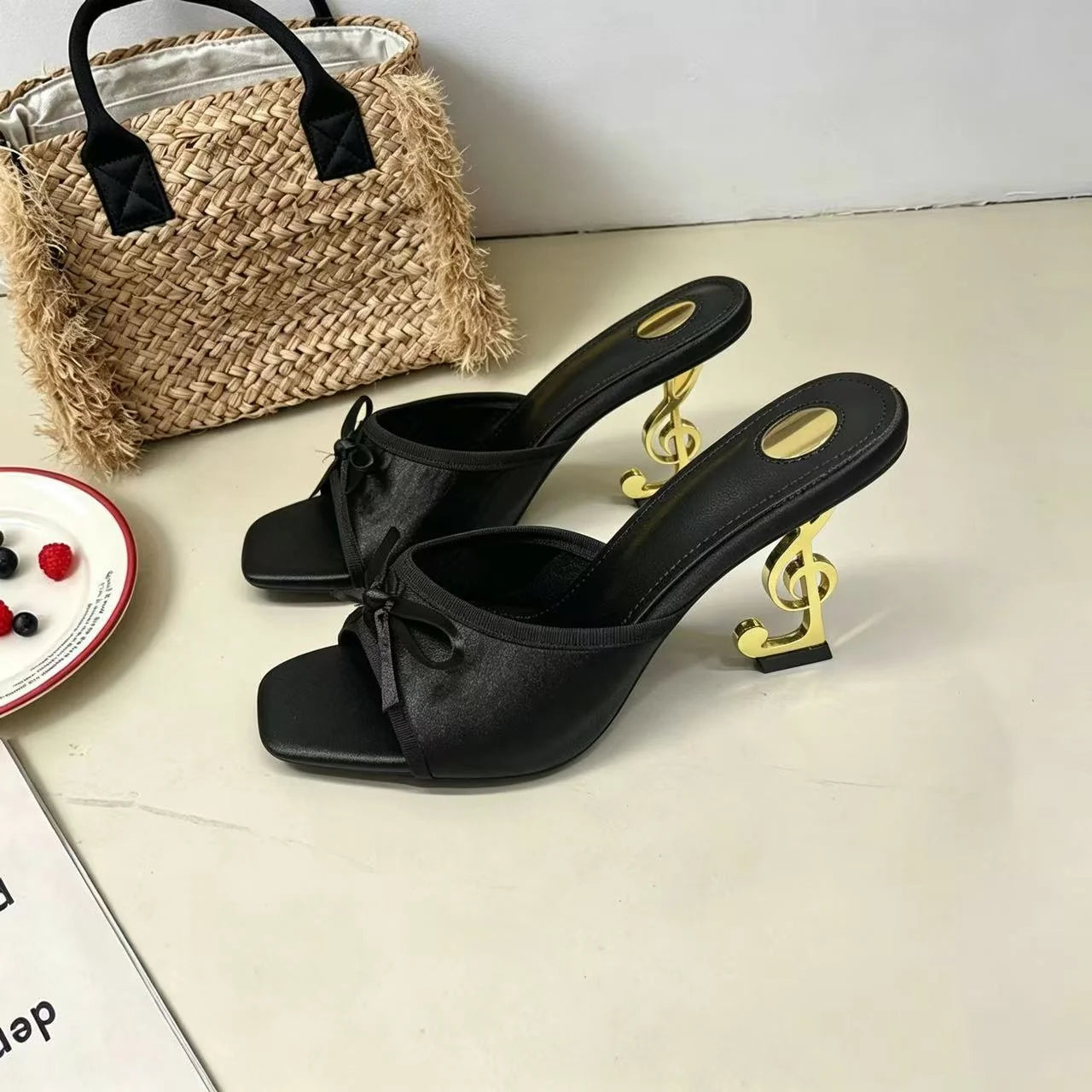 Tacones altos para Mujer, tacones metálicos De lujo a la moda, punta abierta, vestido Sexy De fiesta para Mujer, sandalias para Mujer, Zapatillas De Mujer