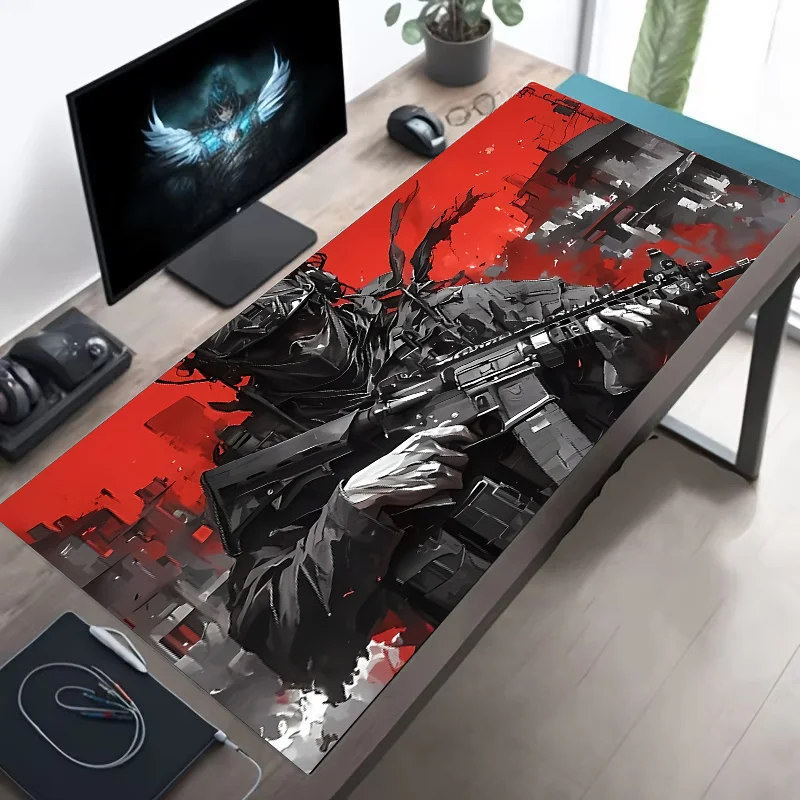 Alfombrilla de Ratón Grande con Diseño Táctico de Soldado, Antideslizante, XXL, Accesorios para Juegos, Bordes Cosidos, para el Hogar y para Jugar, para Jugadores de FPS