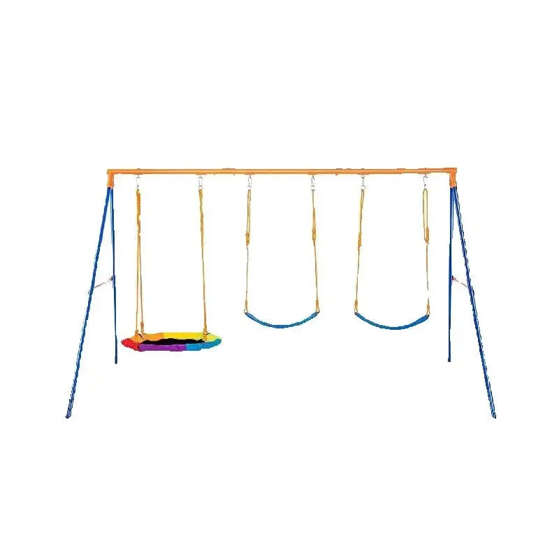 SucceBuy Juegos de columpios para patio trasero Juego de columpios de 600 libras de capacidad con 1 asiento de columpio de platillo 2 asientos de columpio de cinturón Columpio al aire libre para niños