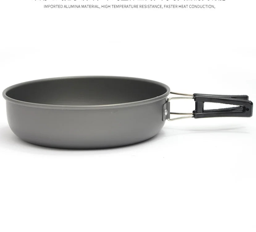 Juego de utensilios de cocina para acampar para 1 a 7 personas, olla y sartén ligeros y portátiles con bolsa de transporte, perfecto para acampar al aire libre