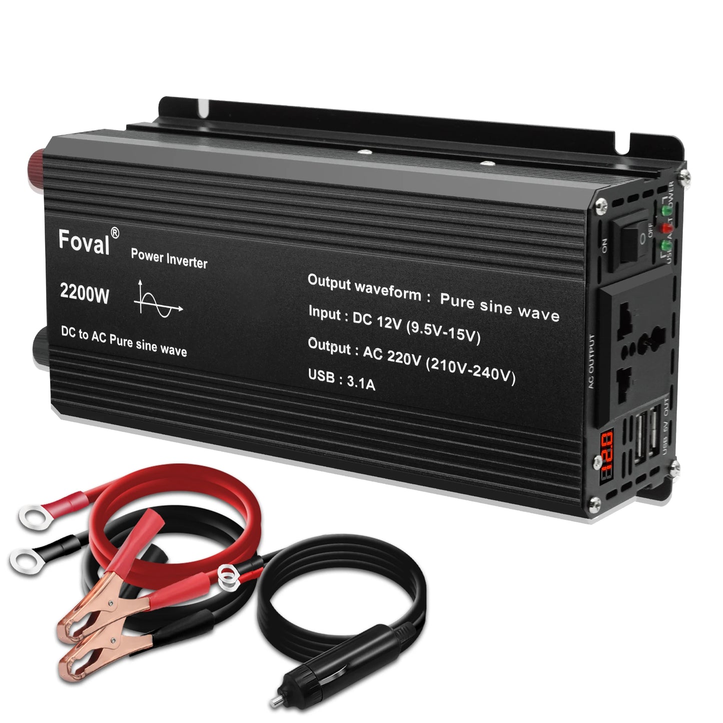 Inversor de onda sinusoidal pura DC 12V a AC 220V 230V 1500W/2200W/2600W/3000W convertidor de transferencia de voltaje enchufe de la UE accesorios para automóviles