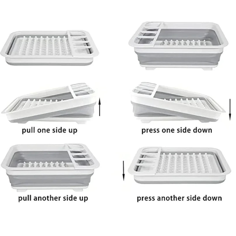 Nuevo Estante plegable para platos de cocina, almacenamiento con fugas de agua, vajilla, cuenco, escurridor, bandeja, estante de secado para el hogar, plástico lavable