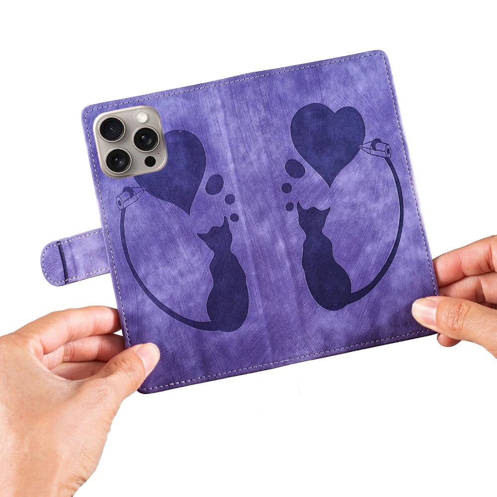 Funda tipo cartera de cuero con diseño de gato y mariposa para iPhone 17, 15, 16, 14, 13, 12, 11 Pro Max, iPhone 15 Plus