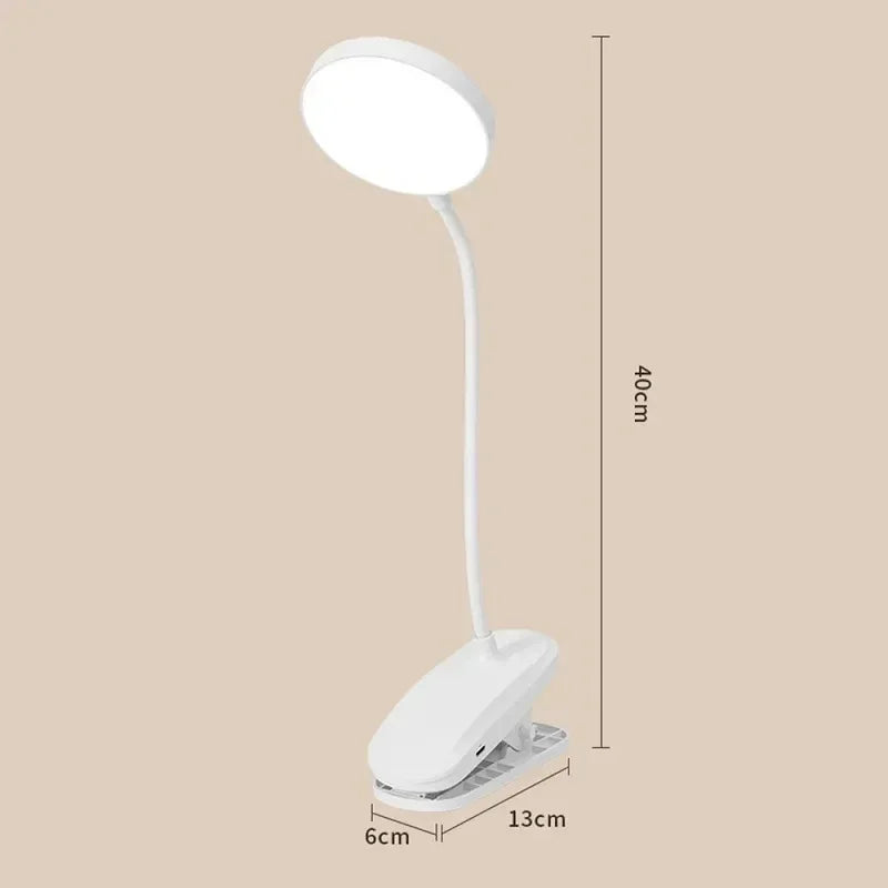 Lámpara de mesa Led, luz nocturna recargable por USB con abrazadera plegable, soporte de estudio, lámpara de lectura táctil, 3 modos de atenuación, luz de protección ocular