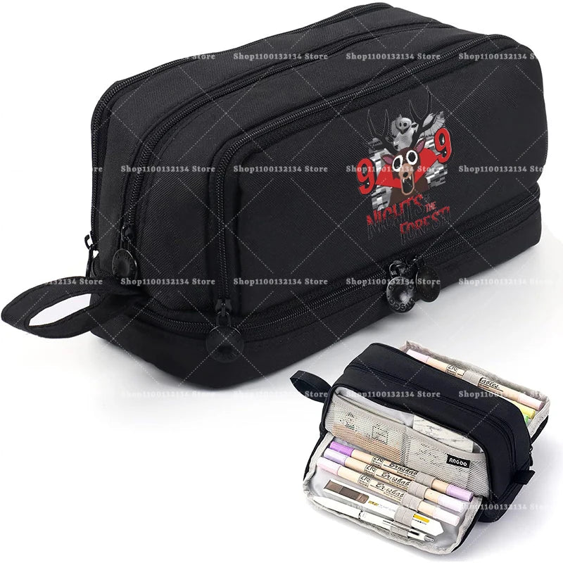 Estuches para lápices de 99 noches en los bosque, bolsas grandes para bolígrafos de dibujos animados, bolsa de lápices multicapa de Anime para niños y niñas, suministros de papelería escolar