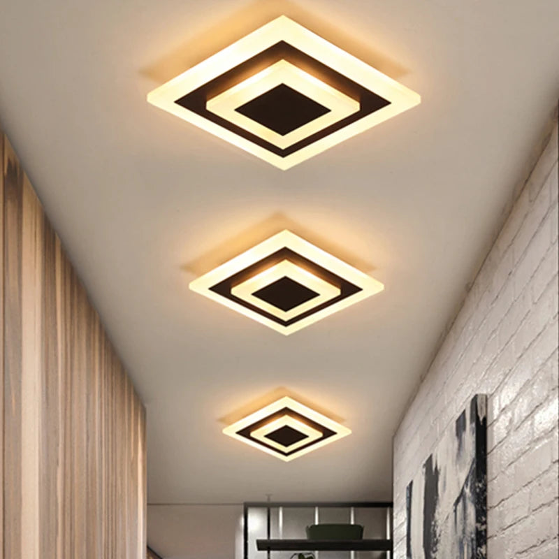 Luz de techo LED moderna para lámparas de pasillo, baño, sala de estar, balcón, iluminación cuadrada redonda, accesorios decorativos para el hogar, envío directo