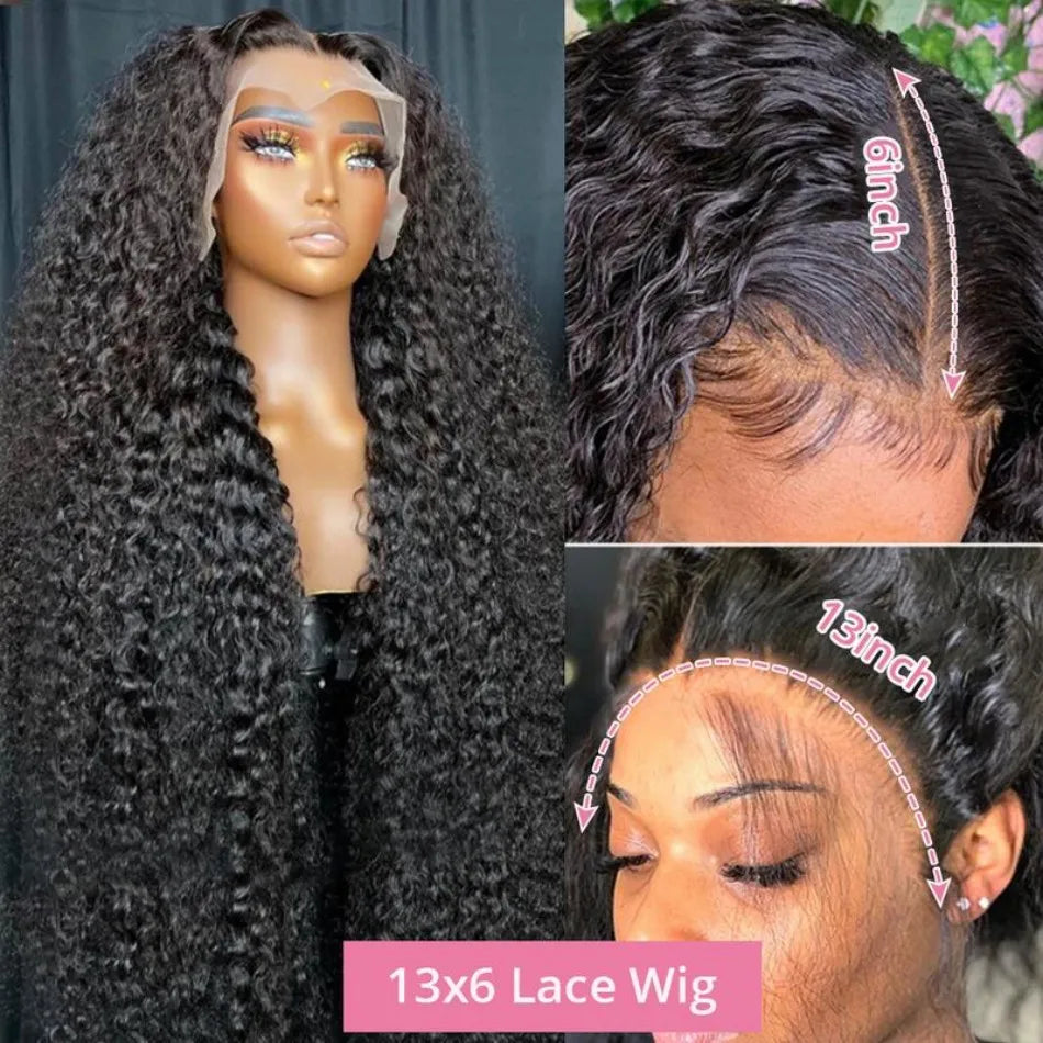 Peluca frontal de encaje HD 13x6 de 40 pulgadas con ondas sueltas y profundas, cabello humano brasileño rizado y ondulado, pre-arrancada para mujer