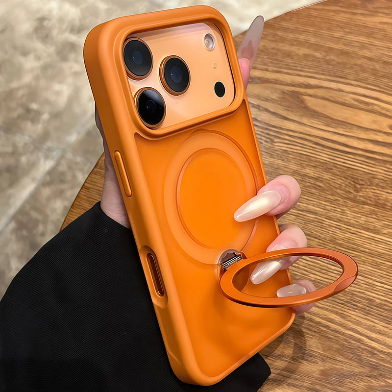 Para Magsafe Metal soporte para coche anillo funda de teléfono para iPhone 17 Pro Max 17 Air 16 15 Pro 14 13 12 11 cubierta trasera de parachoques magnético