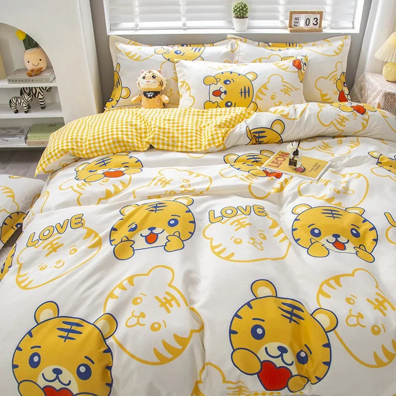 Juego de fundas de edredón de tamaño King de dibujos animados, 220x240, agradable para la piel, manta, funda de edredón y funda de almohada