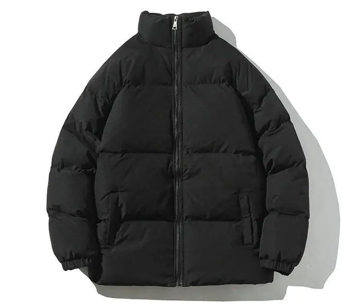 Ropa de calle Harajuku abrigo de invierno cálido para hombre Parka informal de Color sólido con cuello levantado chaqueta de invierno de gran tamaño para mujer