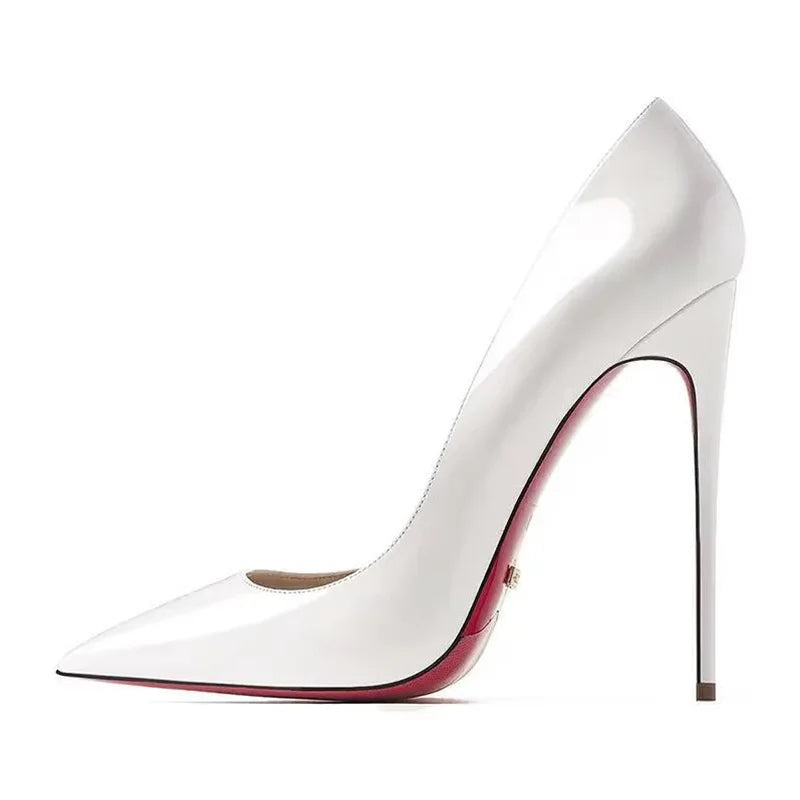 Zapatos de Tacón Alto para Fiesta de Boda, Tallas Grandes 35-44, Zapatos Rojos Nude Sexys con Suela de Goma, Punta Puntiaguda, Zapatos de Tacón Bajo para Mujer