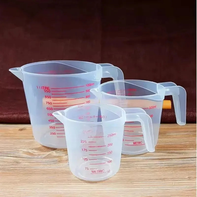 Vasos Medidores de Líquido para Hornear de 250/500/1000 ml, Vaso Medidor de PVC con Escala, Vaso Medidor de Plástico, Vaso de Laboratorio, Jarra de Cocina
