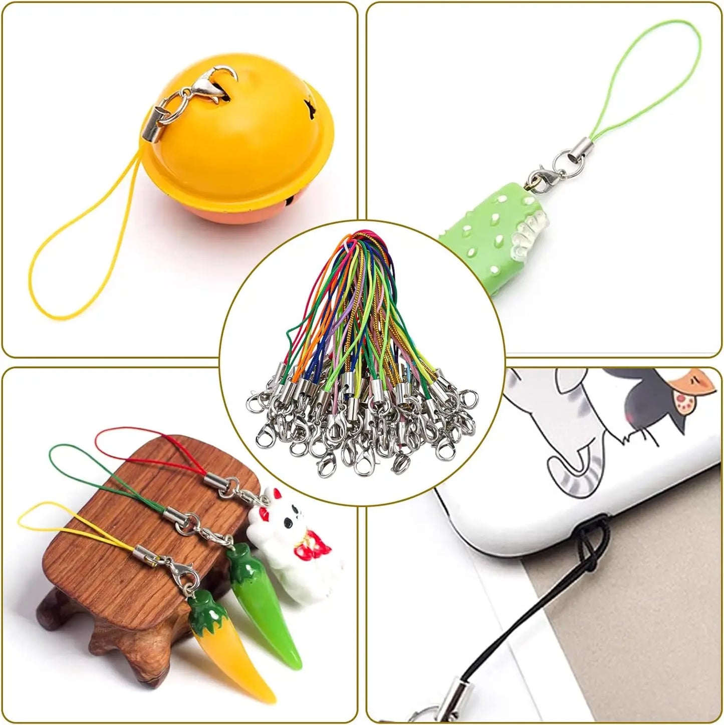 20/50/100 unidades de cordones de seguridad, correas, cierres de langosta, ganchos para llaveros, accesorios para móviles, dijes, colgantes y accesorios para llaveros