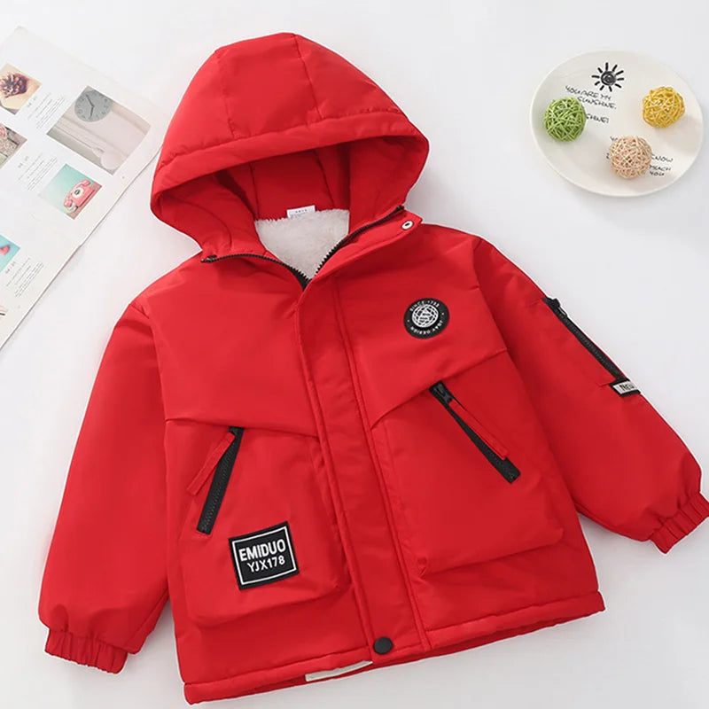 Abrigo de Felpa y Algodón para Niños, Otoño-Invierno 2026, Parka para Niños de 4 a 14 Años, Chaqueta con Capucha, Impermeable, Gruesa y Cálida, Cortavientos Informal