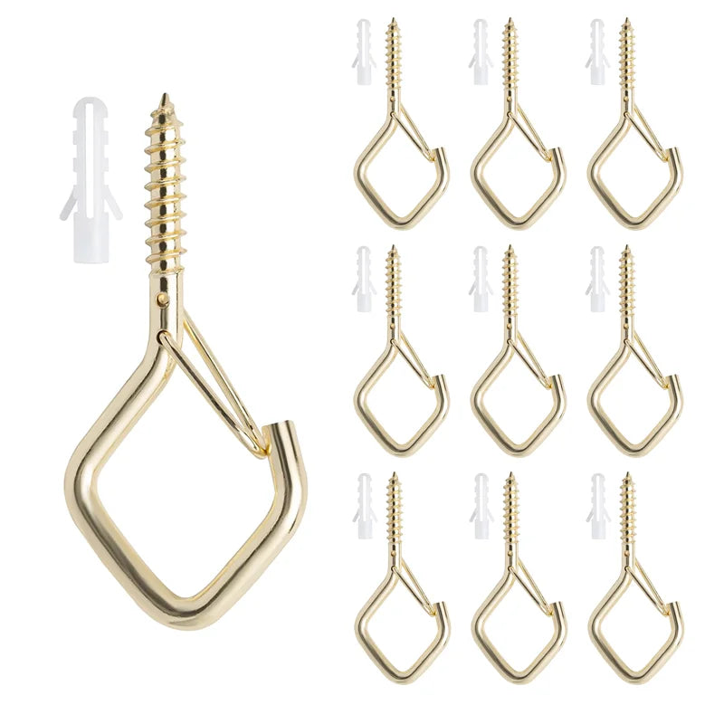 Q-ganchos de suspensión para exteriores, ganchos de tornillo para cadena de luces al aire libre, ganchos de tornillo con hebilla de seguridad, para plantas colgantes, 10/20 piezas