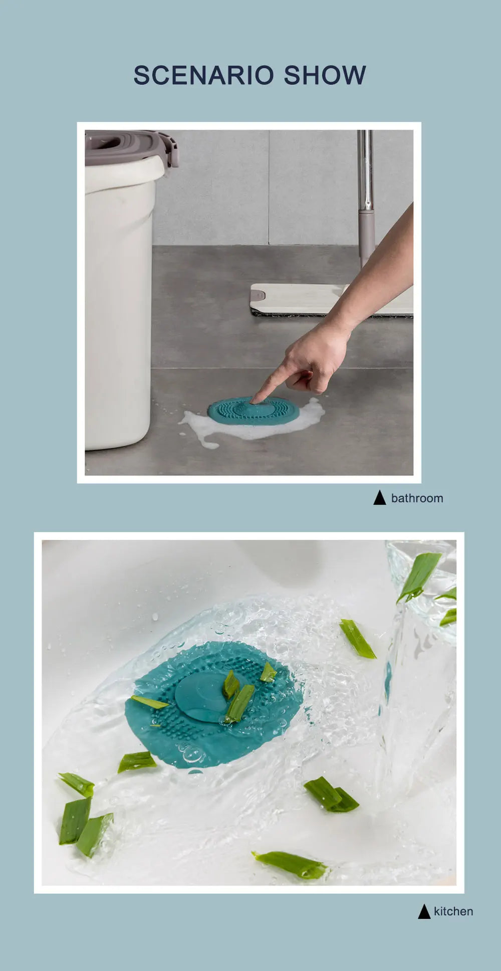 Tapón de silicona para fregadero de cocina, filtro de ducha, tapón de cubierta de drenaje, colador de fregadero, escurridor de suelo, recogedor de pelo, accesorios de baño