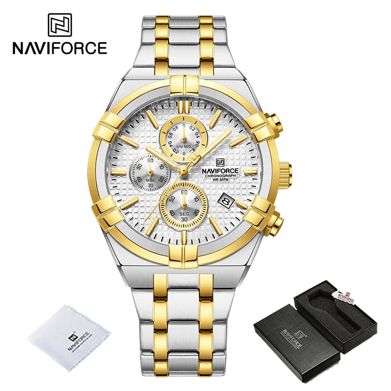 NAVIFORCE relojes originales para hombre, cronógrafo deportivo de cuarzo a la moda, reloj de pulsera para hombre Simple salvaje resistente al agua con pantalla