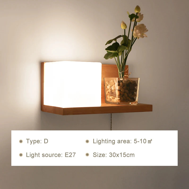 Lámparas de pared LED modernas, luces de madera para dormitorio, mesita de noche, escaleras, pasillo, aplique de iluminación montado Interior, accesorios de iluminación para decoración del hogar