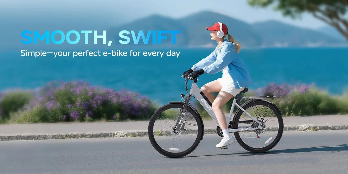 Bicicleta eléctrica para adultos, bicicleta de compras de 26", 7 velocidades, diseñada para viajeros, estudiantes y parejas, disfruta de paseos de ocio