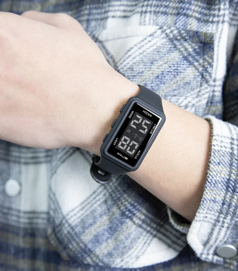 2025 Reloj electrónico deportivo rectangular para hombre, resistente al agua, alarma de luz nocturna, reloj Digital ligero y portátil para hombre