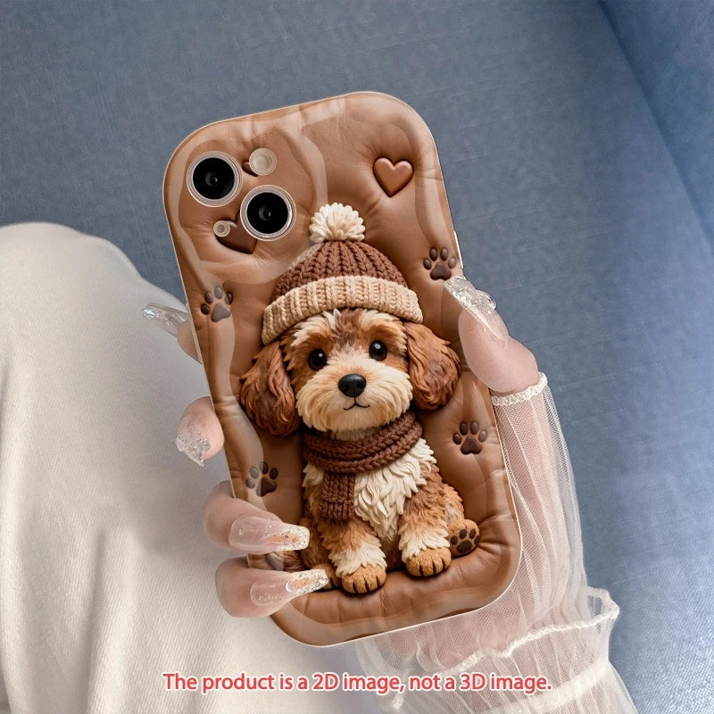 Funda de teléfono con diseño de perro marrón para iPhone 17 16 15 14 11 12 13 Pro Max Plus Mini 16/17E 17 Air, a prueba de golpes, de silicona suave.