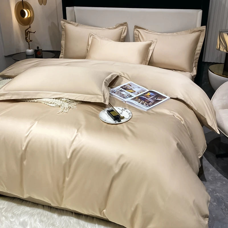 Juego de cama de lujo 100% algodón egipcio funda nórdica funda de almohada Ru Europa doble tamaño Queen King ropa de cama juegos de sábanas suaves