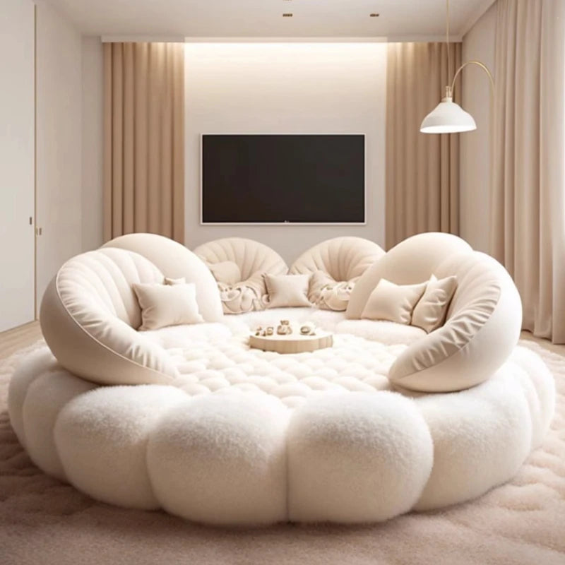 Estructura de Cama suave de estética redonda, dormitorio principal completo europeo, Hotel, crear Cama King Size, muebles modernos de moda