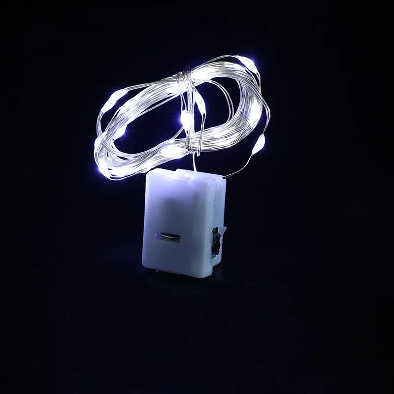Guirnaldas de luces LED con botón y batería, guirnalda de luces navideñas, boda, Año Nuevo, dormitorio, sala de estar, decoración de jardín